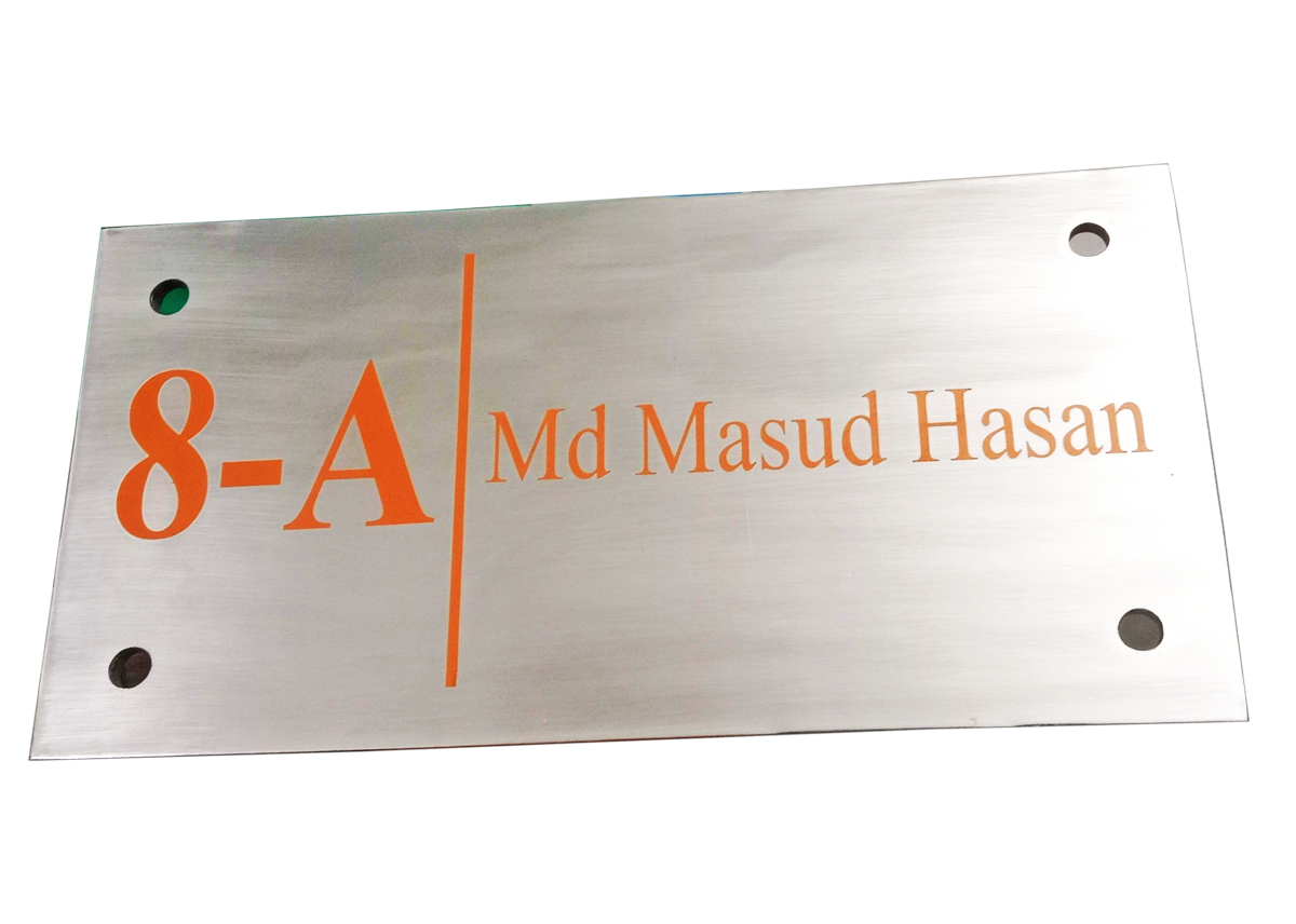 SS nameplate with engraving and color