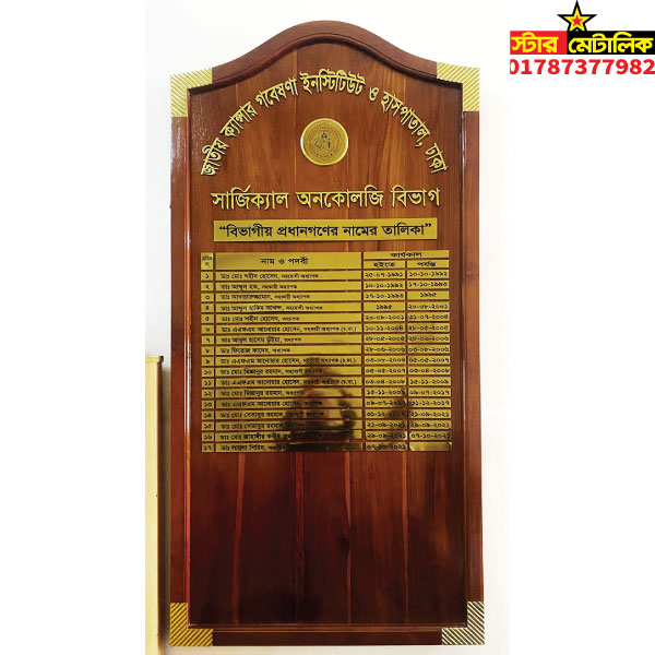Wooden honor board