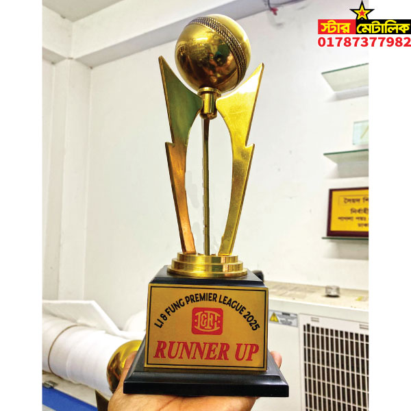 Metal brass cricket champion trophy