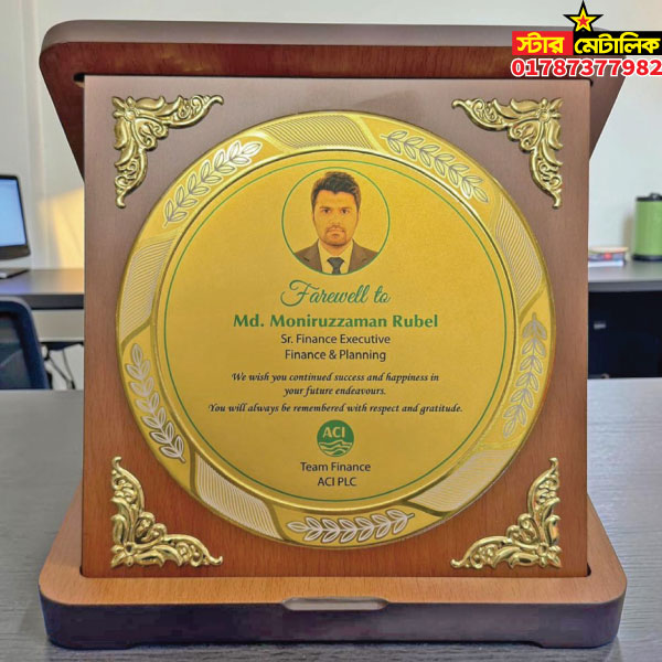 Wooden award crest