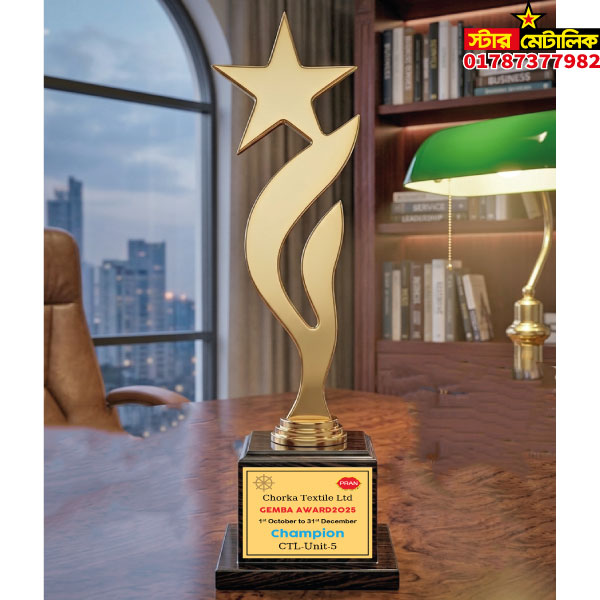 Metal brass star trophy