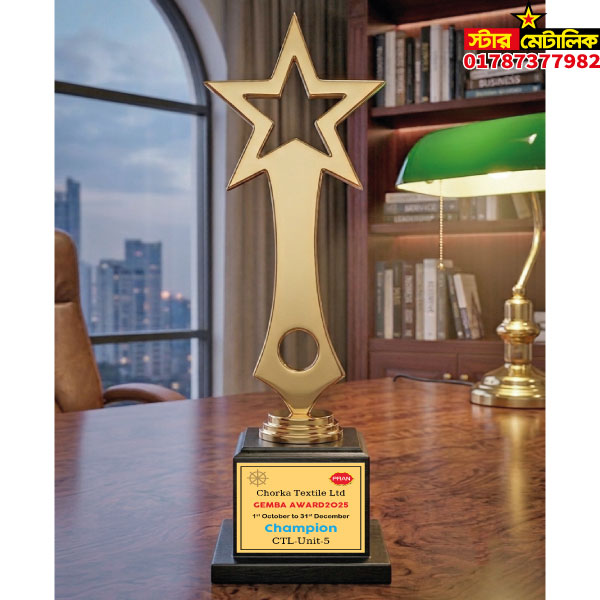 Metal brass star trophy