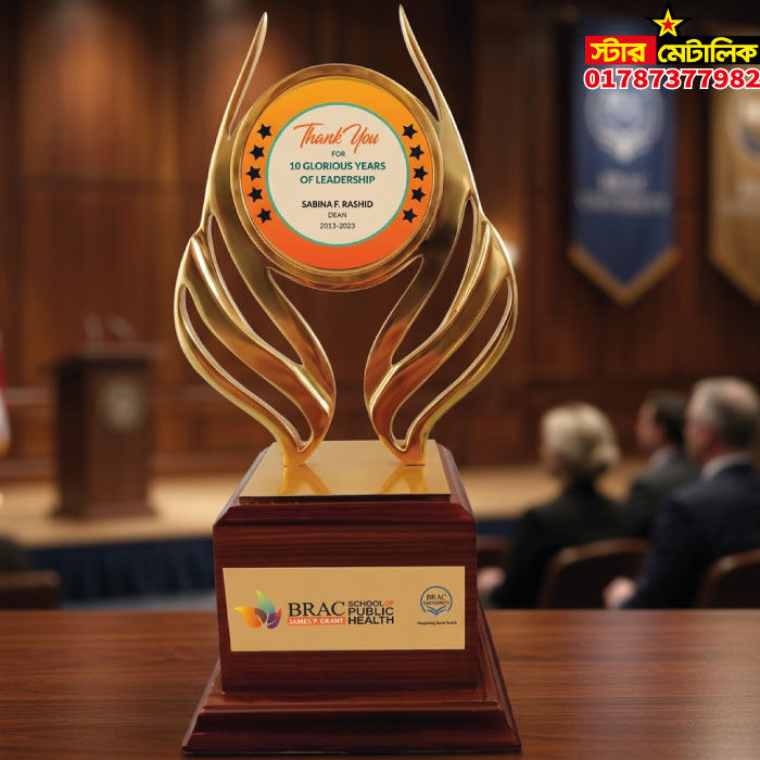 Metal brass award trophy