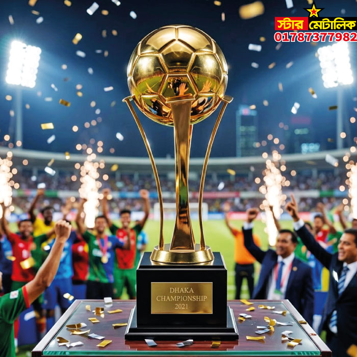 Metal brass football trophy