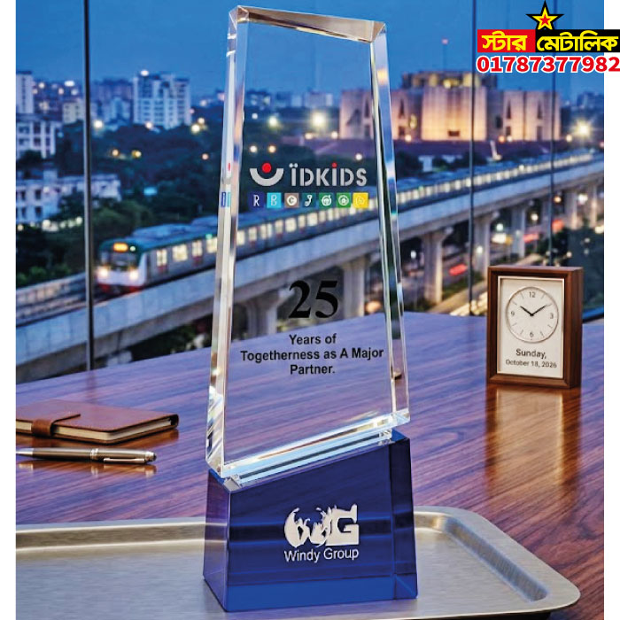 Excellence in Recognition: Custom Blue-Base Crystal Crest